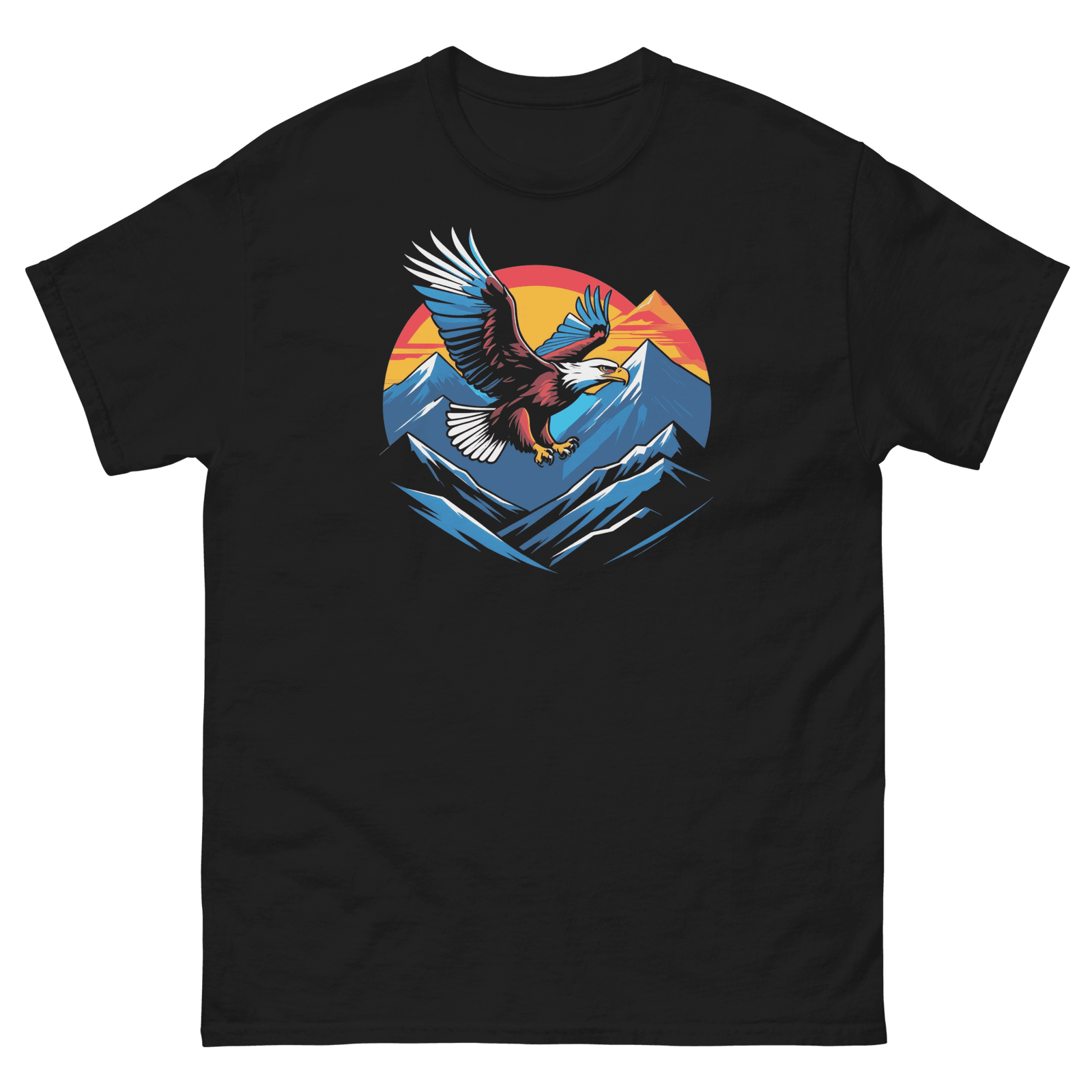 Eagle Soaring Over Mountains T-Shirt - Graphic Tee for Outdoor Enthusiasts